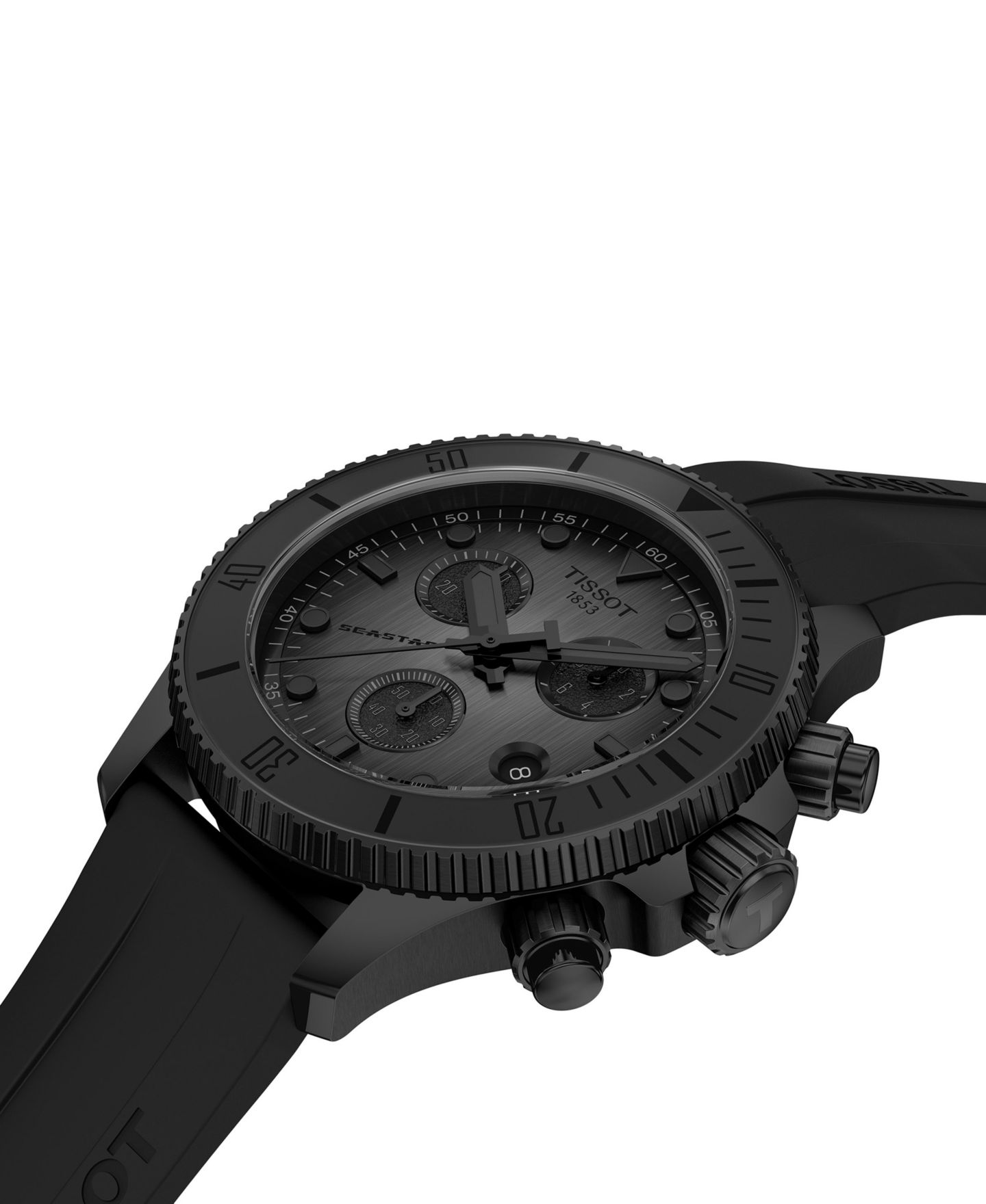 Мужские часы Tissot Swiss Chronograph Seastar 1000 Black Rubber Strap Watch 38mm — фото 5