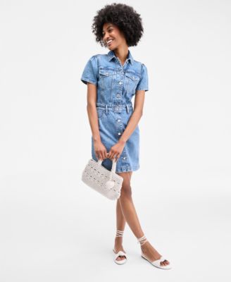 On 34th - Women's Denim Trucker Midi Dress