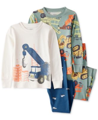 Carter's - Toddler Boys Construction-Print Snug-Fit Cotton Pajamas, 4 Piece Set