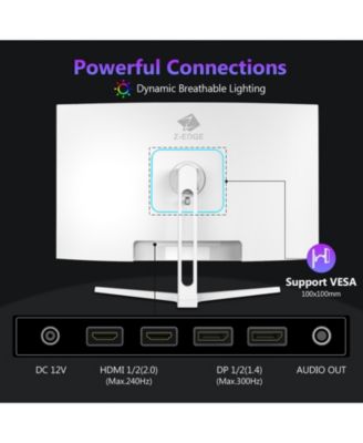 UG27H-White 27 inch 1080P Full HD 1920 x 1080 300 Hz 1 ms Curved Gaming Monitor, 16.7 Million Display Colors, FreeSync, Ultra-Slim Beze