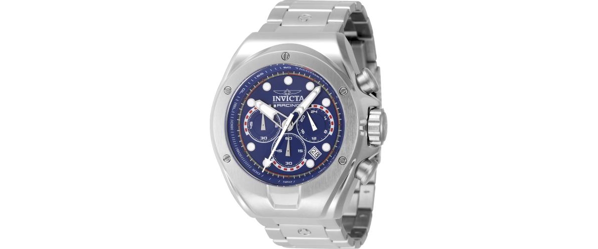 Men's 47745 Invicta Racing Quartz 3 Hand Blue Dial Watch - Silver