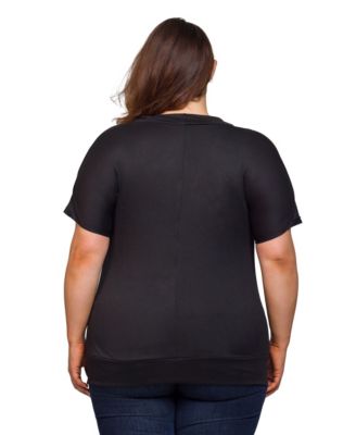 Plus Size Cowl Neck Short Sleeve Top