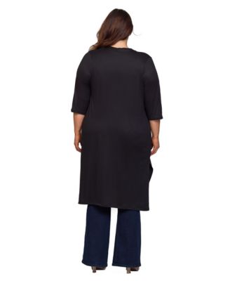 Plus Size Knee Length Duster Cardigan Sweater