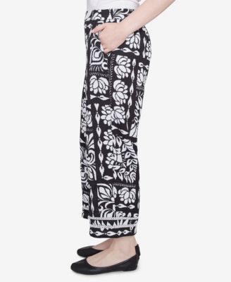 Petite Lotus Patchwork Crepe Capri Pants