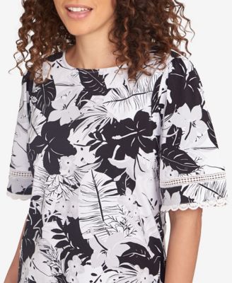 Petite Tropical Layered Print T Shirt