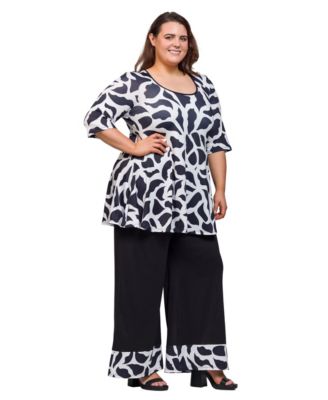 Plus Size Printed 2-Piece Top and Pants Set