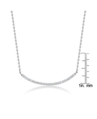 Classic Sterling Silver White Gold Plated with Cubic Zirconia Curved Bar Wedding Necklace