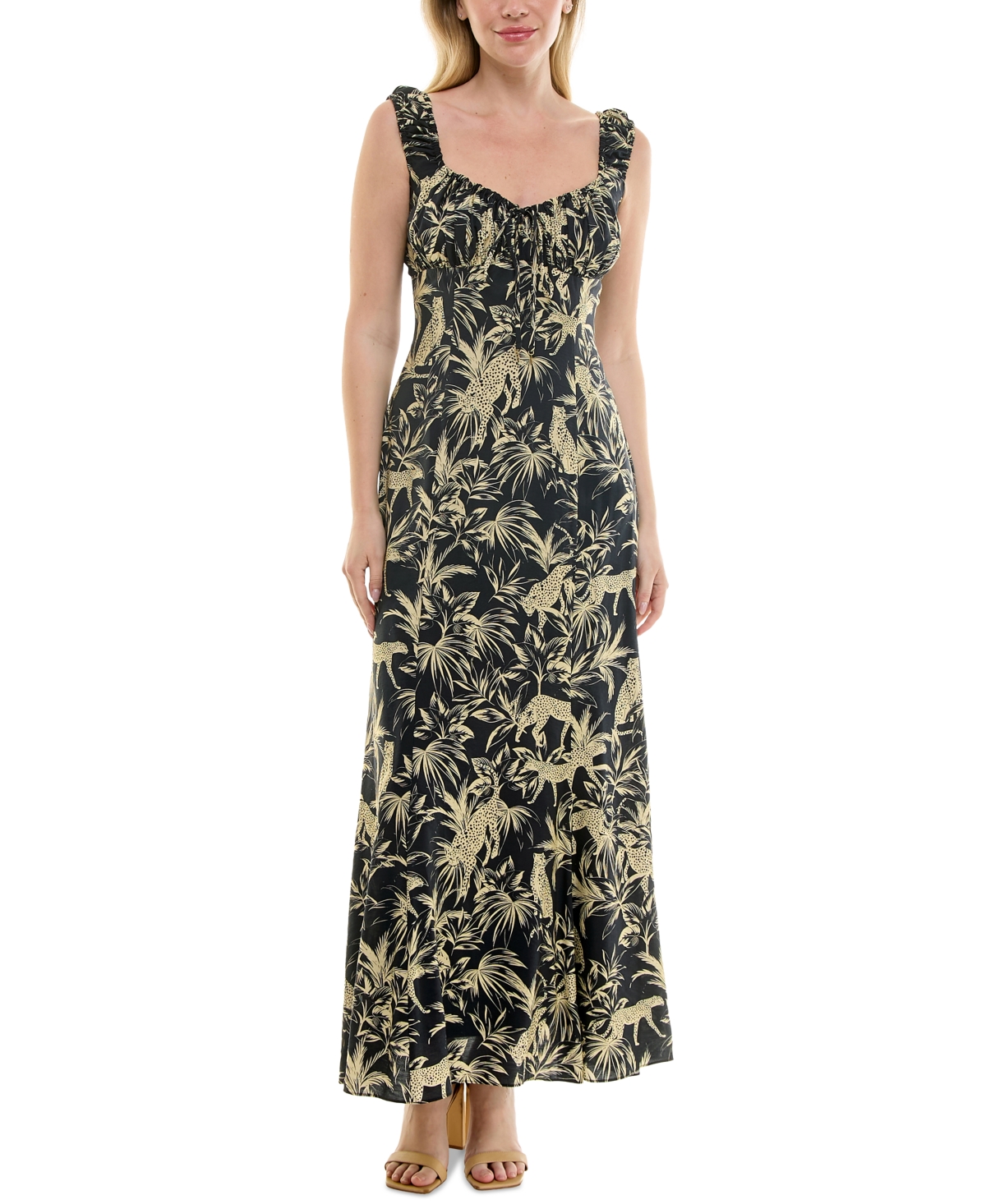 Women's Sleeveless Fit & Flare Dress - Black/moccasin