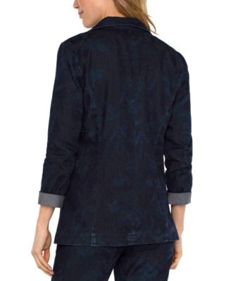 Women's Floral Denim Boyfriend Blazer