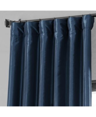 Navy Blue Faux Silk Taffeta Blackout Curtain