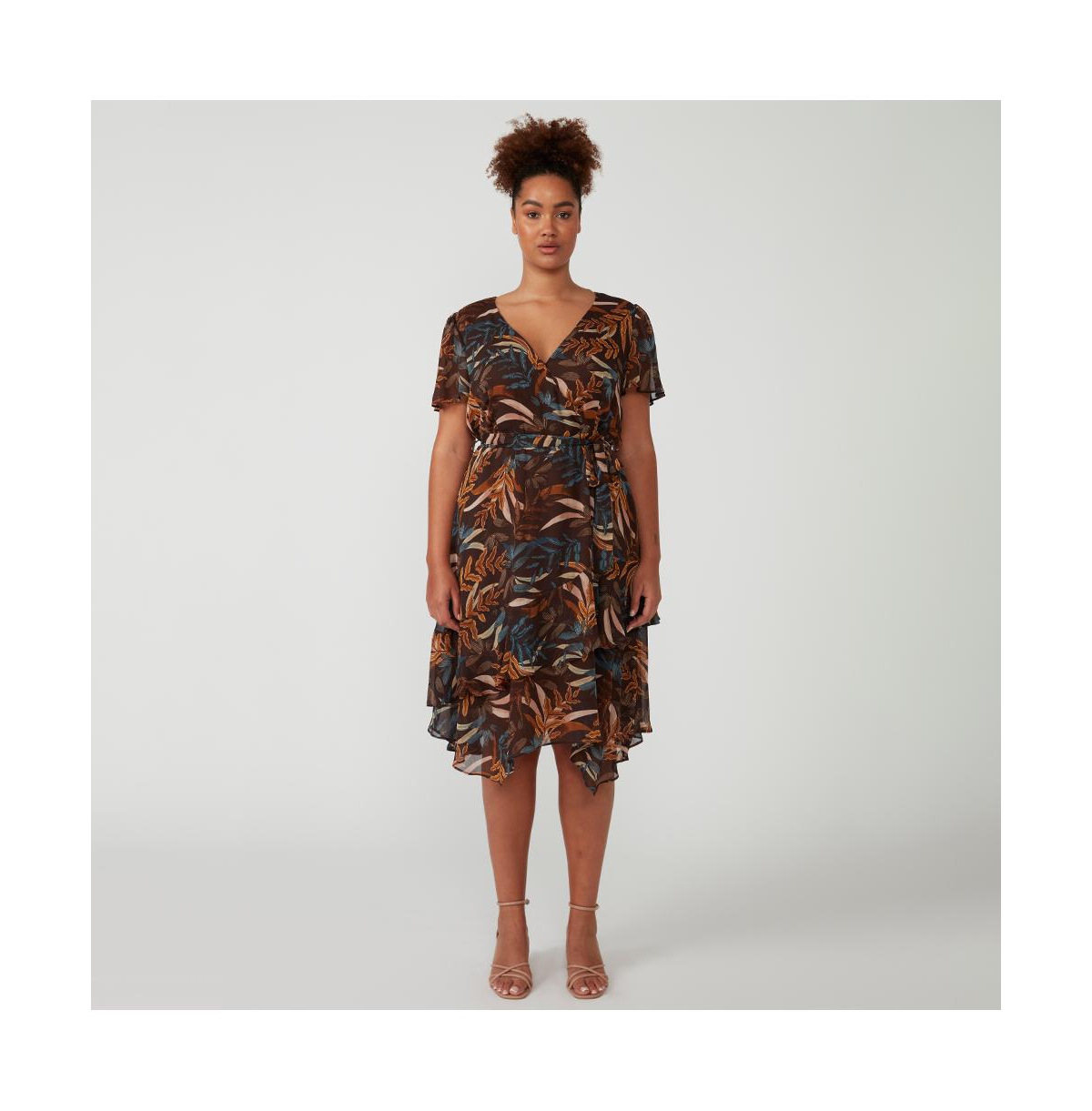 Dream Glow Faux-Wrap Dress - Print