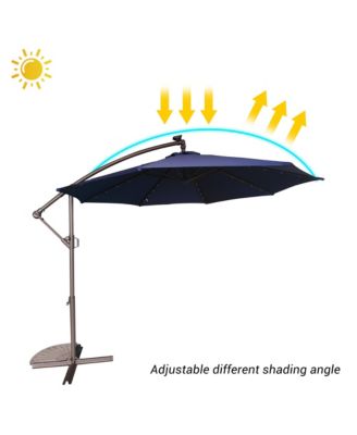 10 FT Cantilever Patio Umbrella with Lights Offset Patio Umbrella Crank Large Outdoor Umbrella Pool Umbrella