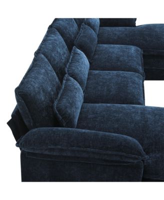 109.8x55.9" Modern U-shaped Sectional Sofa with Waist Pillows,6-seat Upholstered Symmetrical Sofa Furniture,Sleeper Sofa Couch with Chaise Lounge for Living Room,Apartment