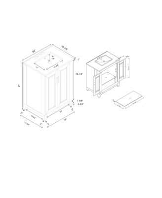 30" Bathroom Vanity with Marbel Undermount Sink and Glass Shelves Storage Cabinet