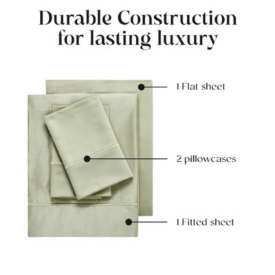 Egyptian Cotton 1500 Thread Count Embroidered Marrow Stitch Hem Deep Pocket Sheet Set,King