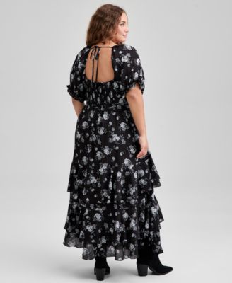 Trendy Plus Size Puff Sleeve Dress, Macy's Exclusive 