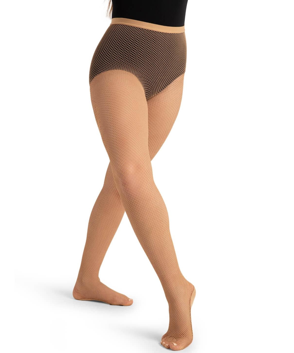 Women's Professional Rhinestone Fishnet Tight - Suntan