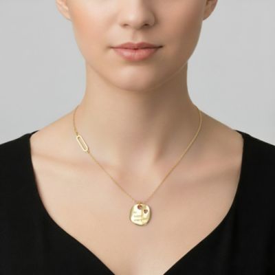 Women's 14K Gold Plated Cutout Pendant Daily Joy Message