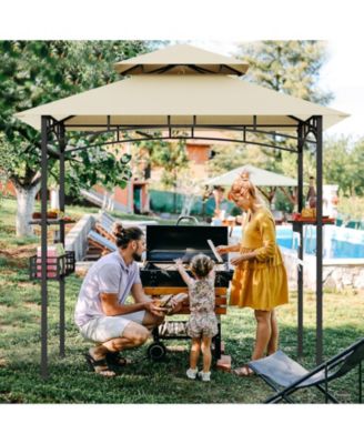 Outdoor Grill Gazebo with 2 Side Shelves and 10 Hooks