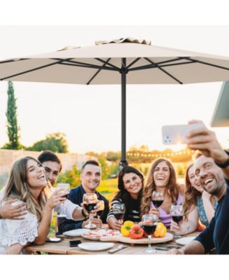 Patio Umbrella with Crank Handle and 8 Sturdy Ribs for Outdoor Shade