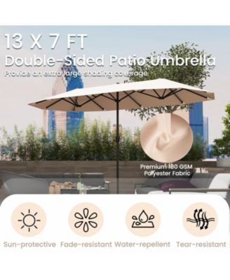 Extra Wide Patio Market Umbrella Double-Sided with Crank for Outdoor Tables