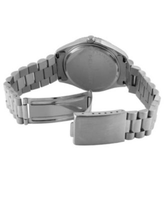 Men's 40mm Blue Face Fluted Bezel Steel Bracelet Watch