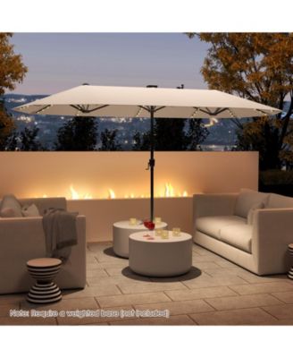 Slickblue Large Patio Umbrella with LED Solar Lights and Crank Handle