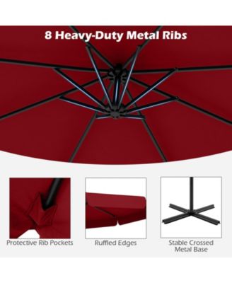 Patio Cantilever Umbrella with Cover Tilt Adjustment and Ruffled Edge