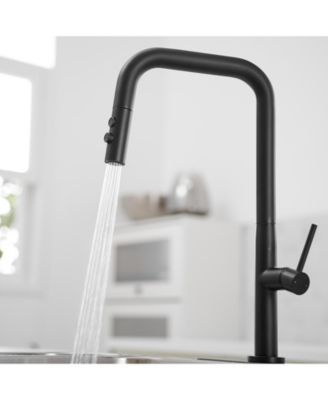 Single Handle Pull-Down Sprayer 1 Spray High Arc Kitchen Faucet With Deck Plate in Brushed Nickel