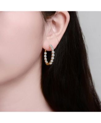 Clear Cubic Zirconia Encrusted Hoop Earrings