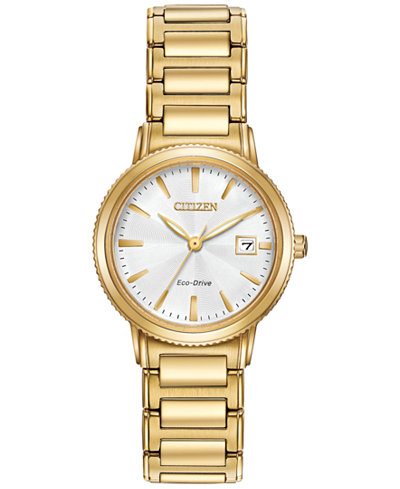 Citizen Women's Eco-Drive Gold-Tone Stainless Steel Bracelet Watch 27mm EW2372-51A