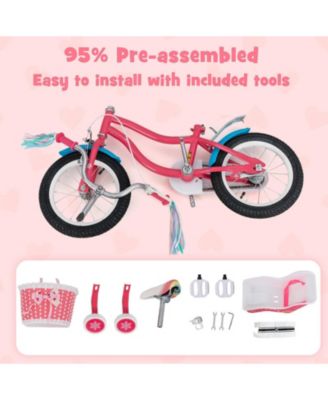 14 Inch Girls Bike for 3-8 Years Old Kids Bike with Doll Seat and Training Wheels