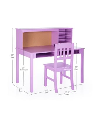 Kids Media Desk and Chair Set - Kids Desk and Chair Set, Study Table for Kids with Hutch and Shelf, Wood Bedroom Furniture Set