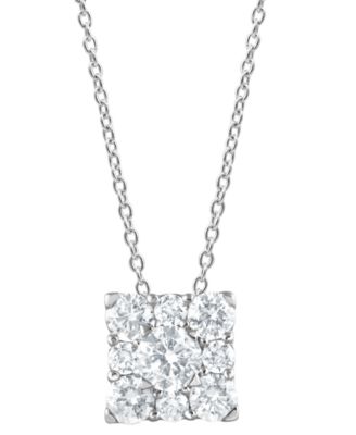Forever Grown Diamonds - Lab Grown Diamond Square Cluster Pendant Necklace (1 ct. t.w.) in Sterling Silver, 16" + 2" extender