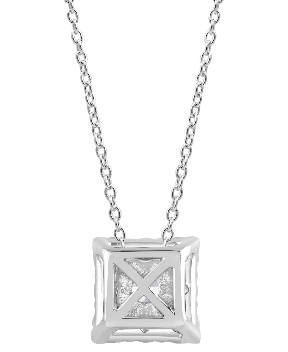 Forever Grown Diamonds Lab Grown Diamond Square Cluster Pendant Necklace (1 Ct. T.w.) In Sterling Silver, 16" + 2" Extender In Silver
