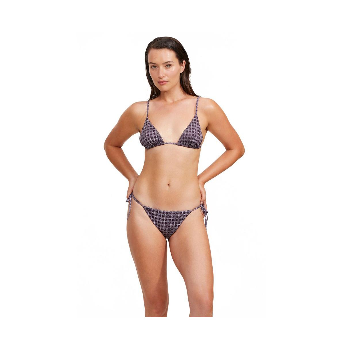 Women's Retro Touch Triangle Bikini Top - Multi plum