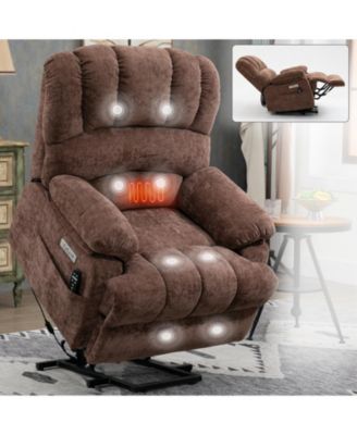 CASAINC 23"W Seat High-Back Chenille Power Lift Recliner Chair with 8-Point Vibration Massage and Lumbar Heating