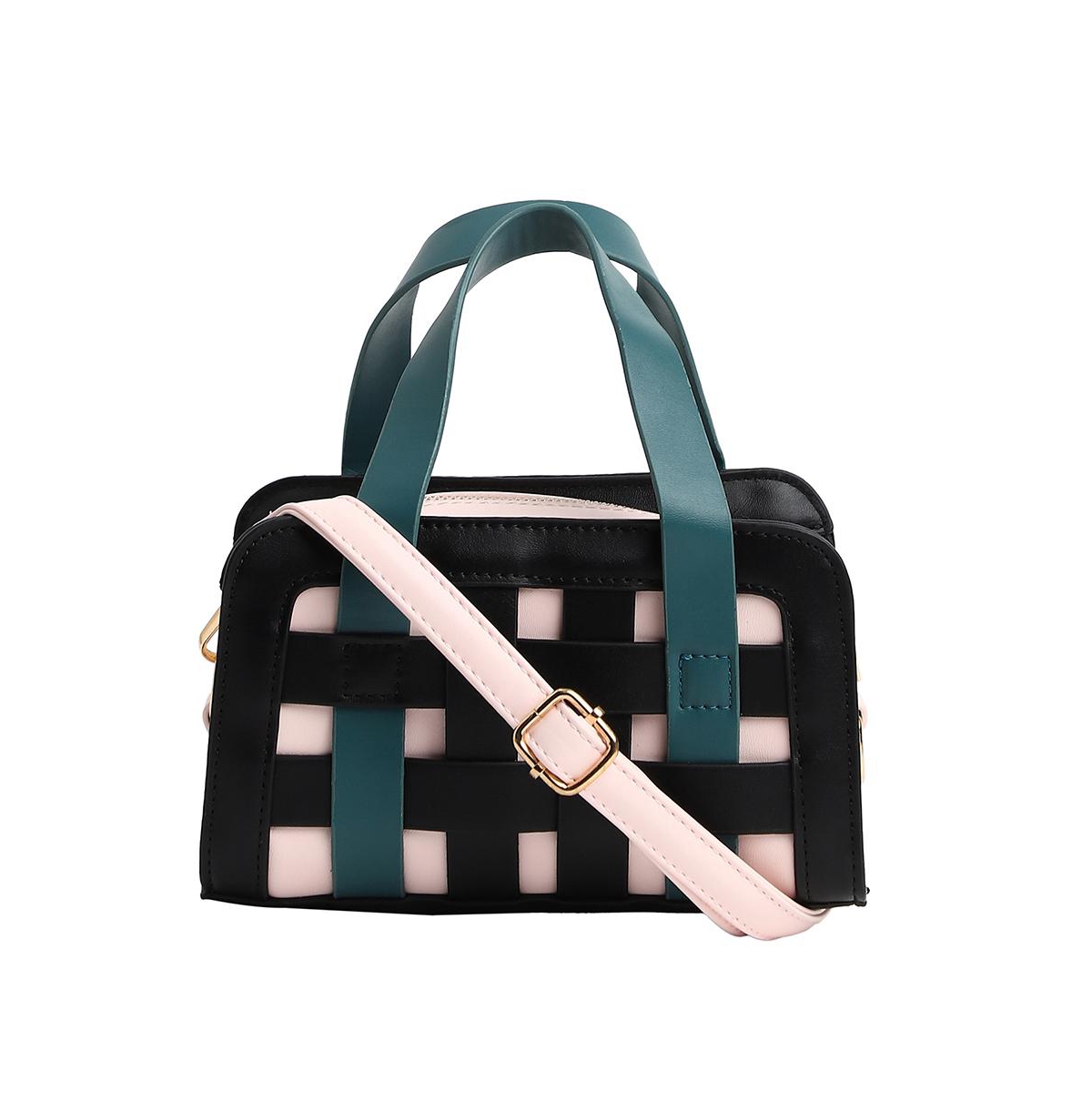 Women's The Weave Camera Mini Sling Bag - Teal Green & Onyx Black - Black