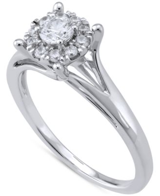 Macy's - Diamond Halo Engagement Ring (1/3 ct. t.w.) in 14k White Gold