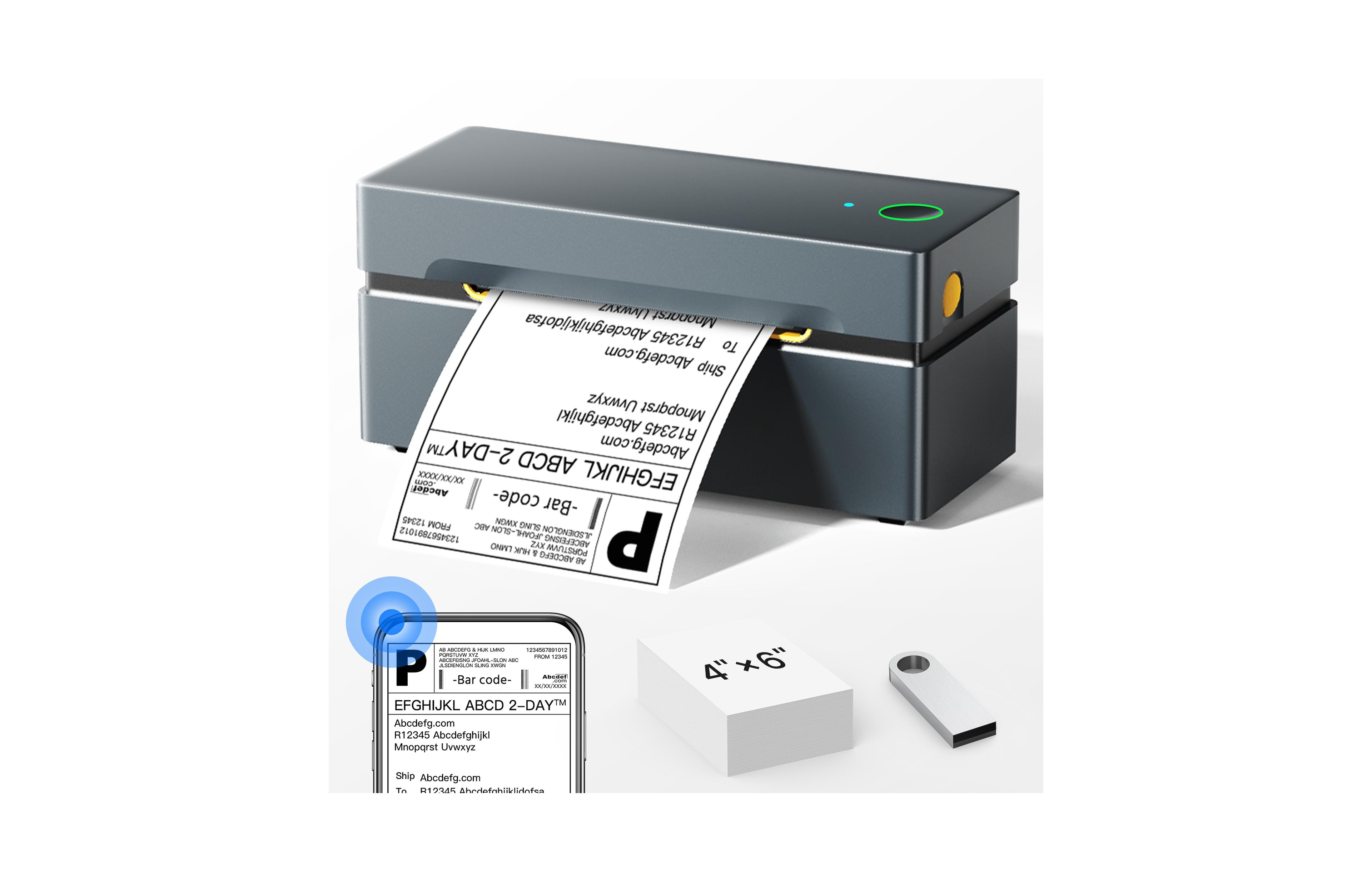 Polono Bluetooth Thermal Shipping Label Printer, Wireless 4x6 Shipping Label Printer for Small Business, Support iOS, Android, Windows and Mac