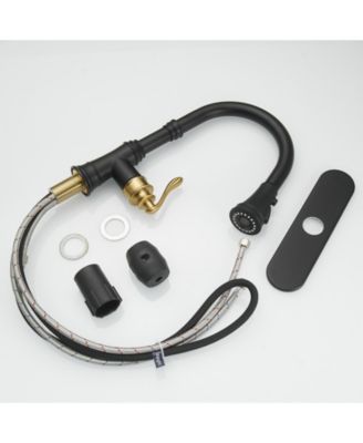 Single-Handle Pull-Down Sprayer 3 Spray High Arc Kitchen Faucet With Deck Plate