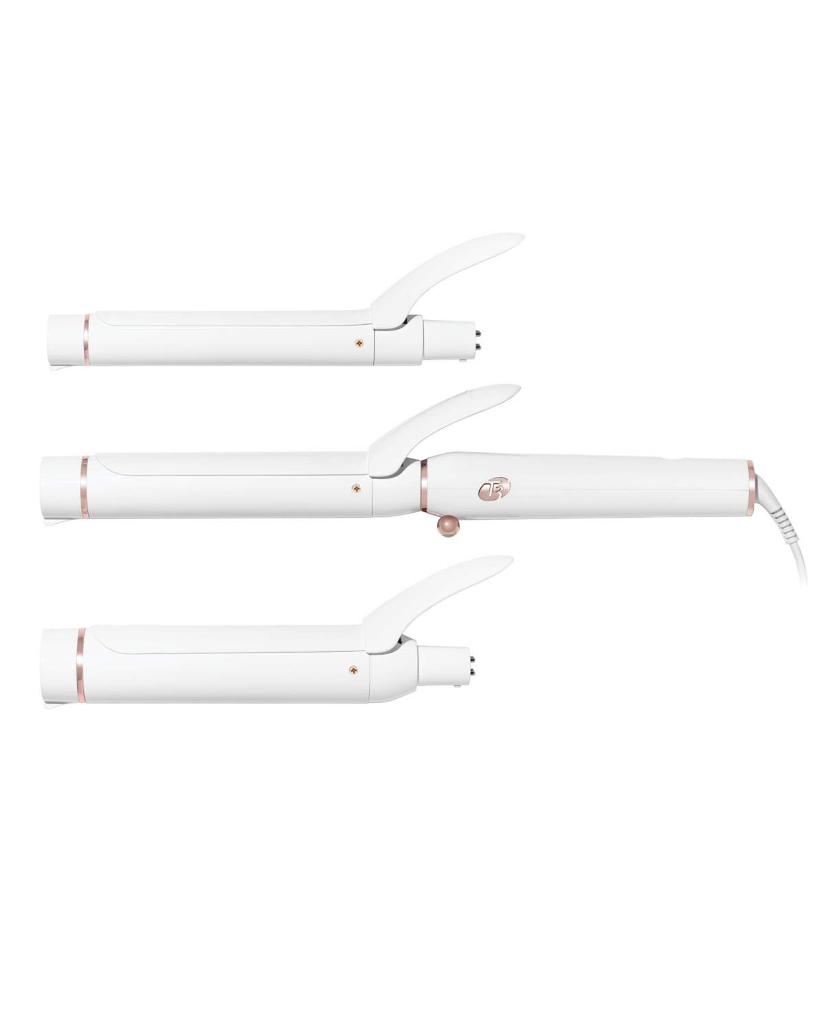 Switch Kit Classic Trio Professional Interchangeable Curling Iron with 3 Ceramic ClipBarrels for Curling and Waving - White