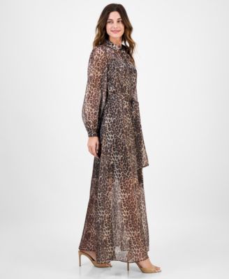 Women's Belted Long-Sleeve Shirtdress