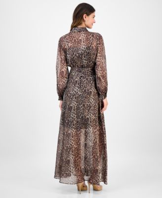 Women's Belted Long-Sleeve Shirtdress