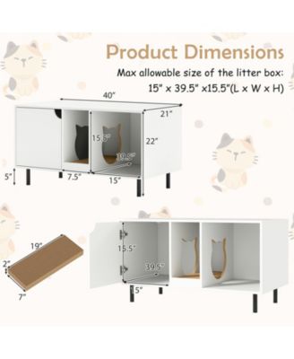 Cat Litter Box Enclosure for 2 Cats Hidden Cat Washroom