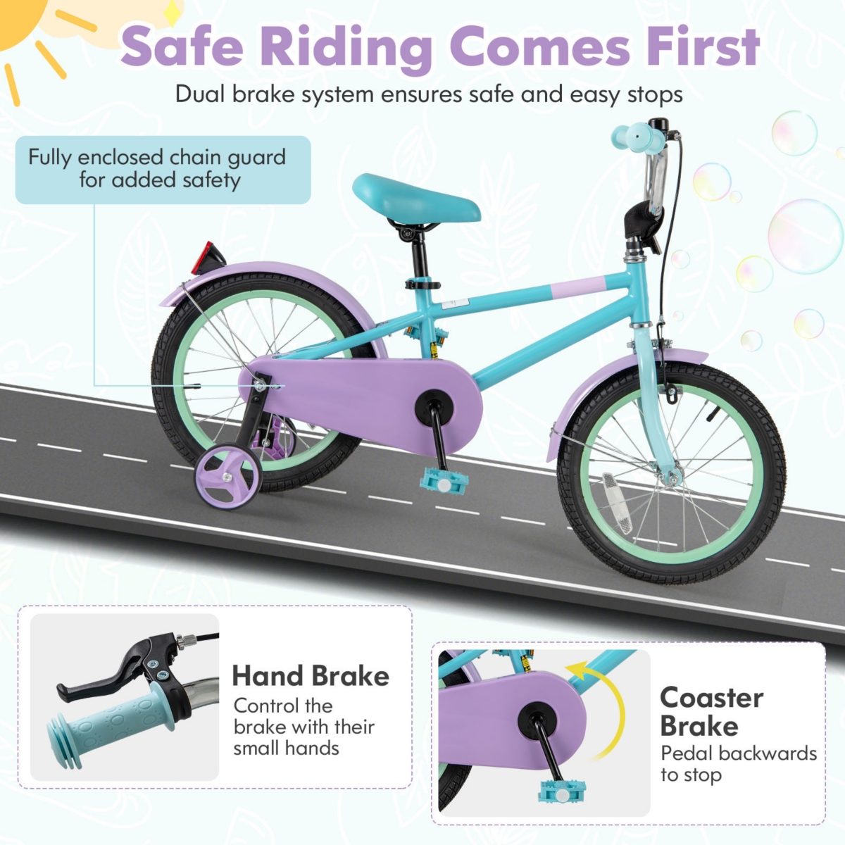 Adjustable Handlebar Saddle Kids Bike Lightweight Easy to Ride