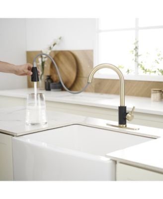 Single-Handle Pull-Out Sprayer Kitchen Faucet with Supply Lines in Matte Black and Brushed Nickel