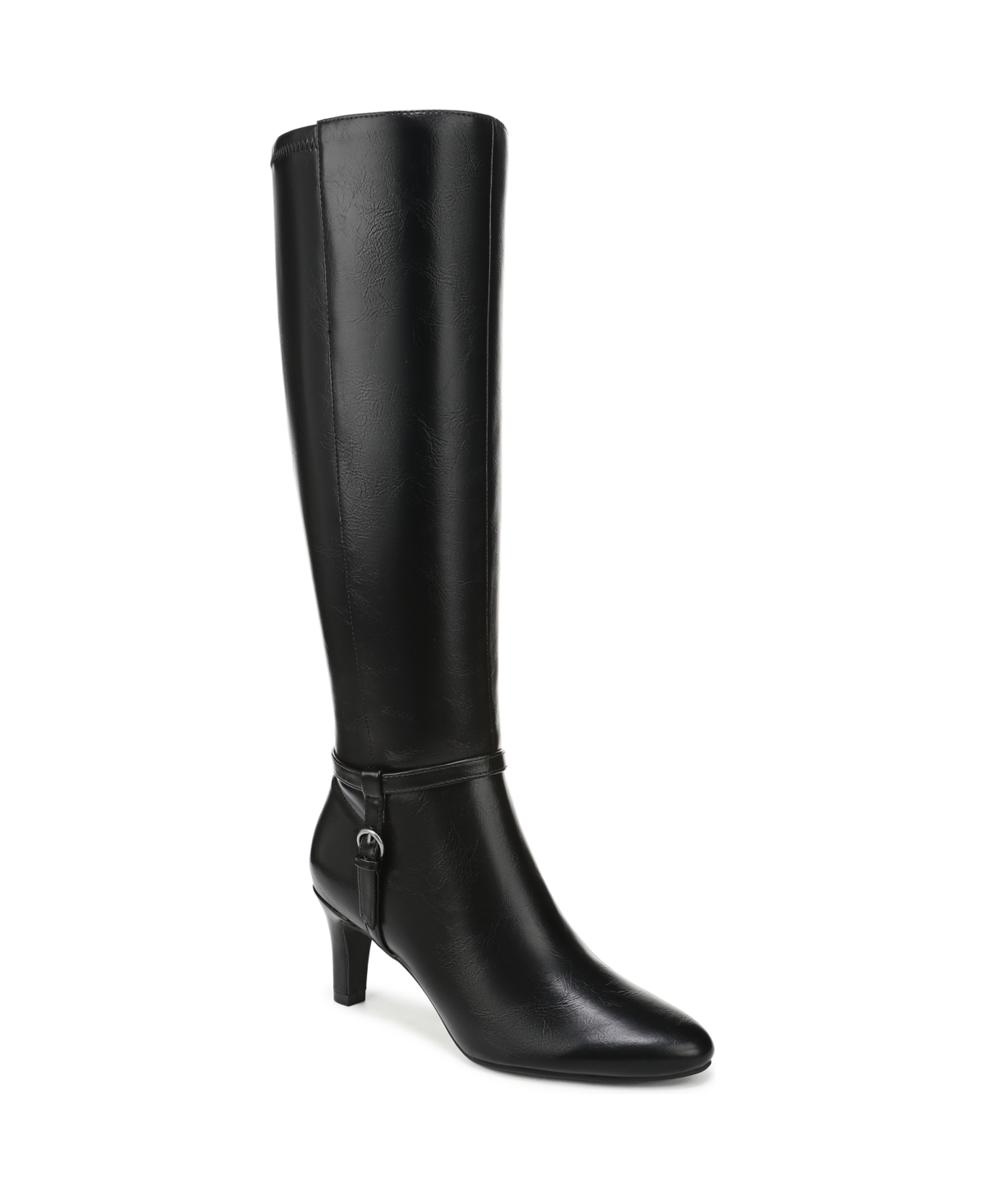 Women's Galant Wide Calf Zip Tall Dress Boots - Black Faux Leather