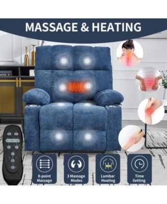 Dual Motor Infinite Position Up to 350 LBS Chenille Power Lift Recliner Chair with 8-Point Vibration Massage and Lumbar Heating Dual Cup Holders