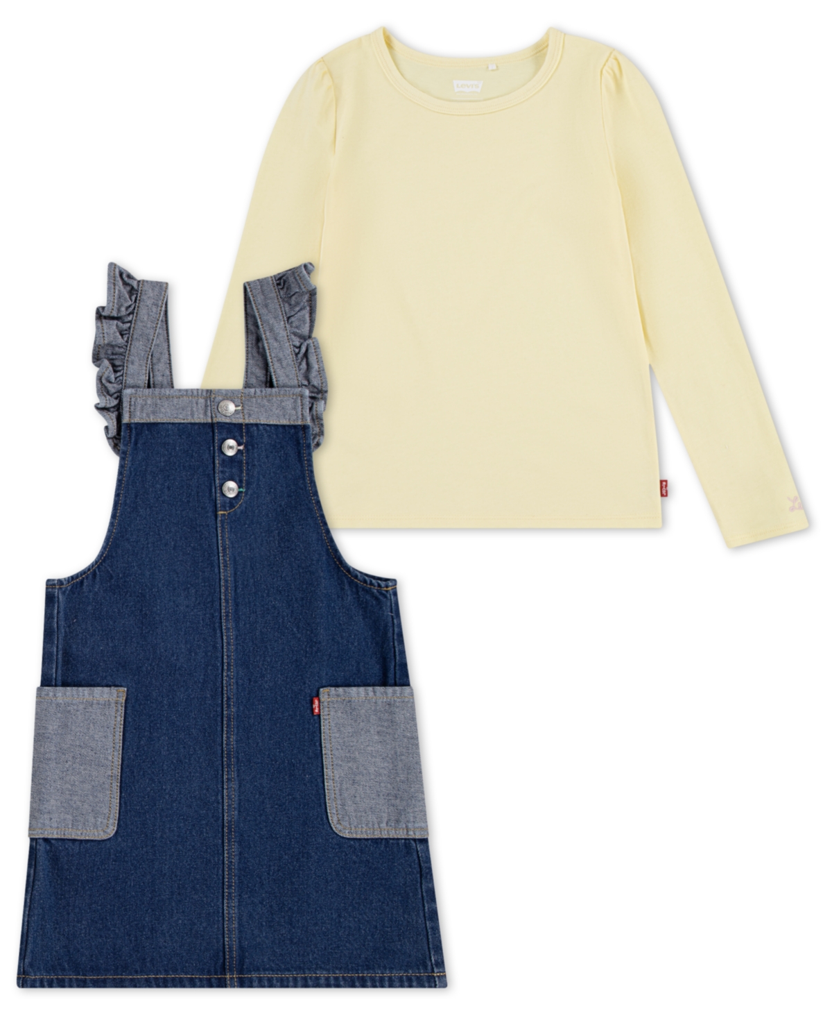 Levi's Little Girls 2-piece Bodysuit And Ruffle Skirtall Set In Yellow